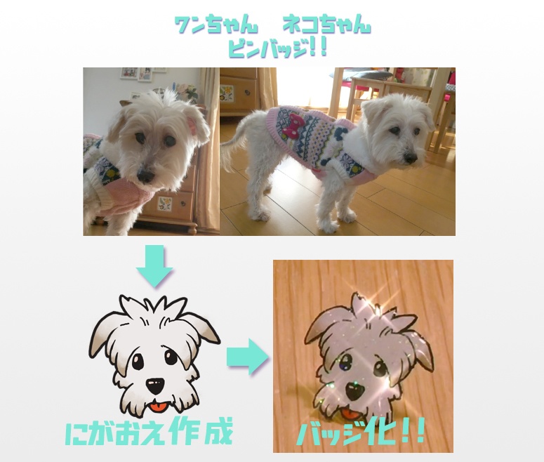 愛犬 愛猫ちゃんのピンバッジ作ります（発送まで一週間はかかります）