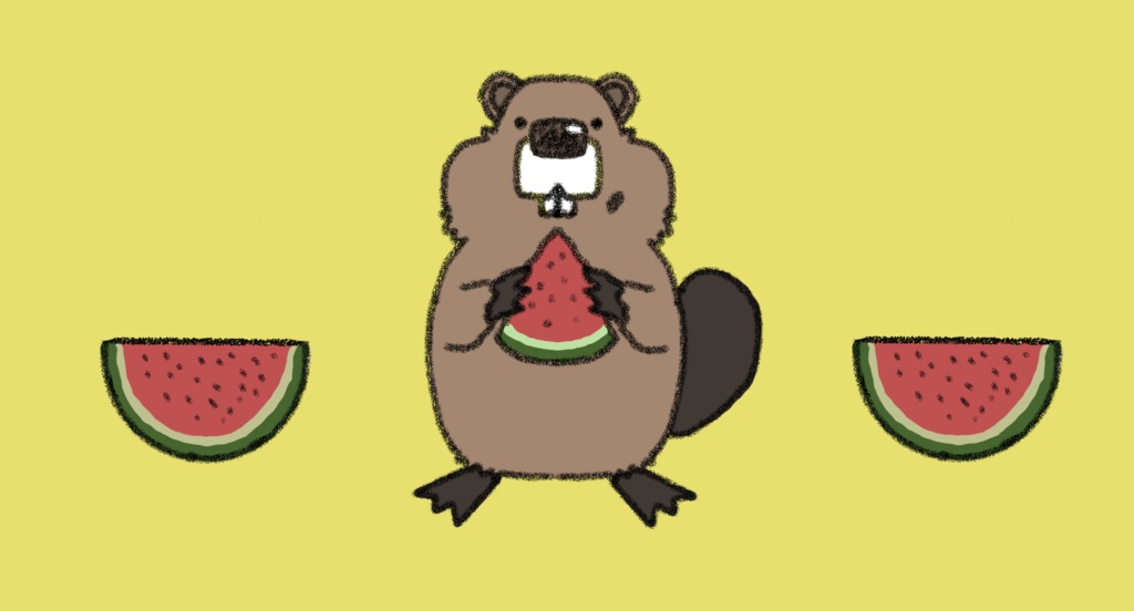 ビーバーとスイカのエコバッグ