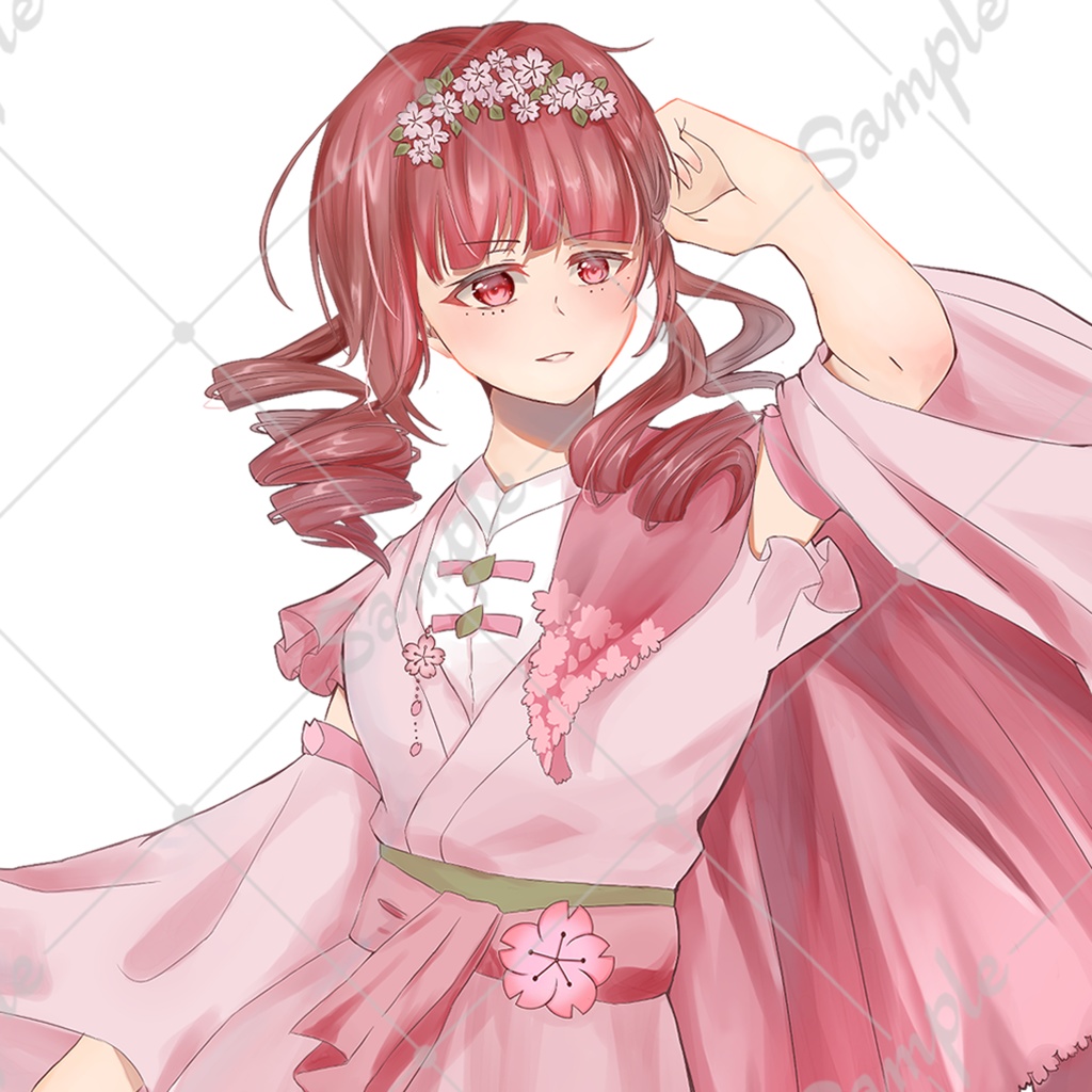 TRPG立ち絵素材_袴を着た桜モチーフの女の子【表情差分11種】【無料版あり】