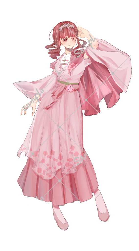 TRPG立ち絵素材_袴を着た桜モチーフの女の子【表情差分11種】【無料版あり】