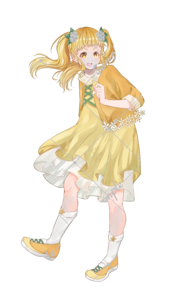 TRPG立ち絵素材_ワンピースを着たツインテールの女の子【表情差分11種】【無料版あり】