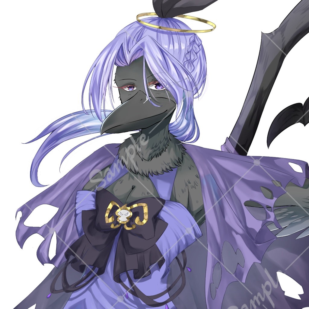 TRPG立ち絵素材_黒魔術師のカラス獣人の女性【表情差分11種】【無料版あり】