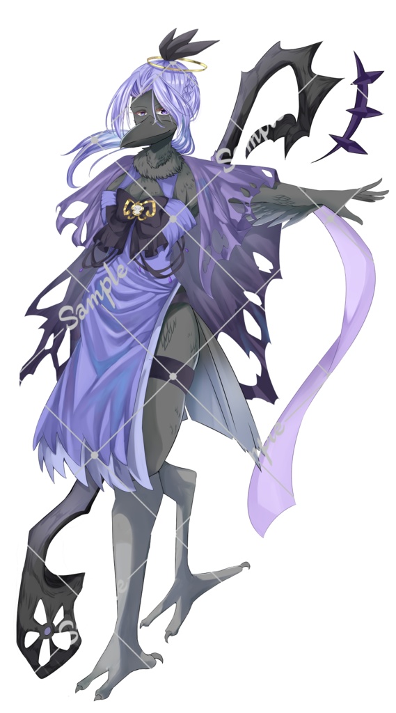 TRPG立ち絵素材_黒魔術師のカラス獣人の女性【表情差分11種】【無料版あり】