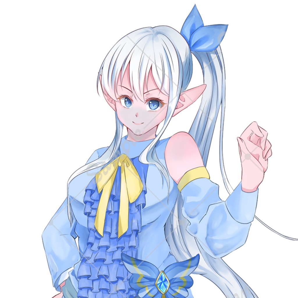 TRPG立ち絵素材_青色のエルフの女性【表情差分11種】【無料版あり】