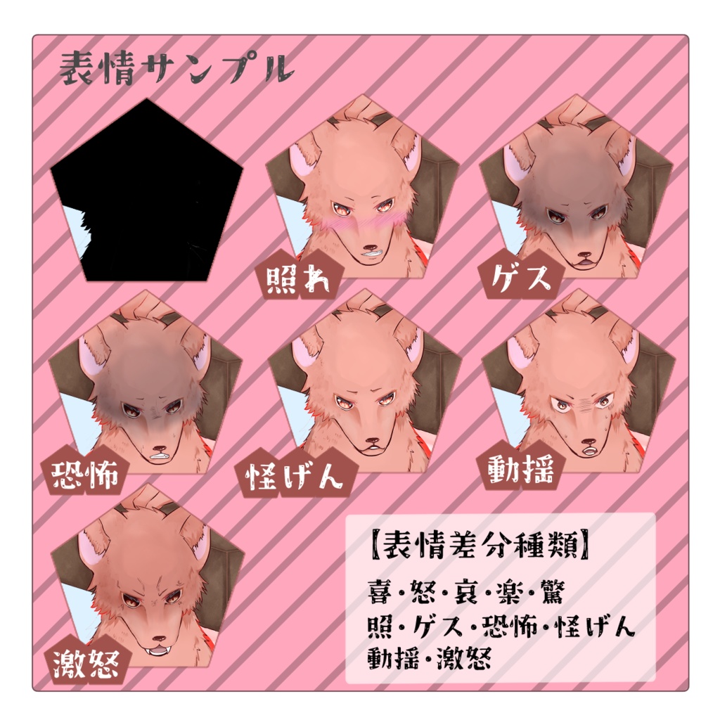 TRPG立ち絵素材_オオカミ獣人の配達員の男性【表情差分11種】【無料版あり】