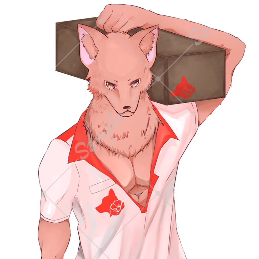 TRPG立ち絵素材_オオカミ獣人の配達員の男性【表情差分11種】【無料版あり】