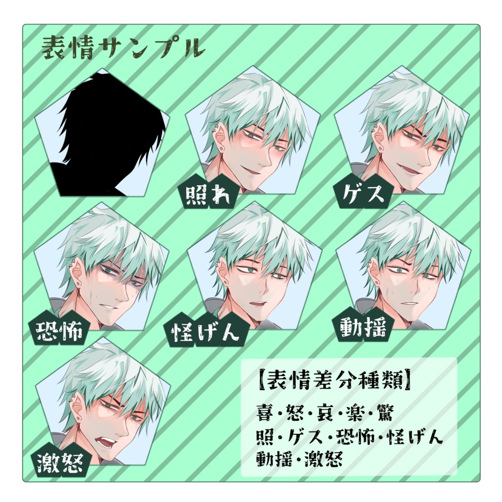 TRPG立ち絵素材_目つきの悪い作業員の男性【表情11種】【無料版あり】