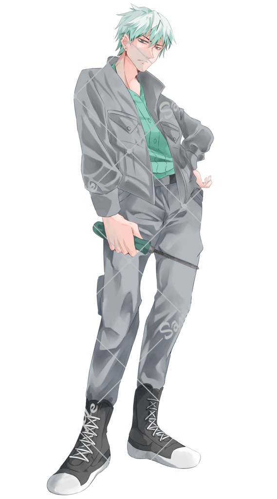 TRPG立ち絵素材_目つきの悪い作業員の男性【表情11種】【無料版あり】