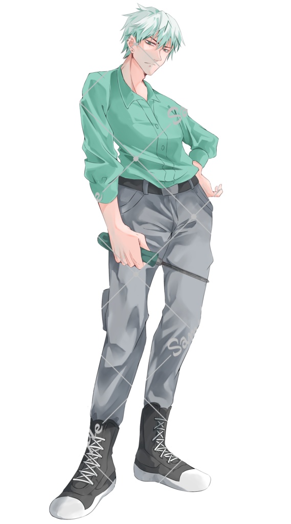 TRPG立ち絵素材_目つきの悪い作業員の男性【表情11種】【無料版あり】