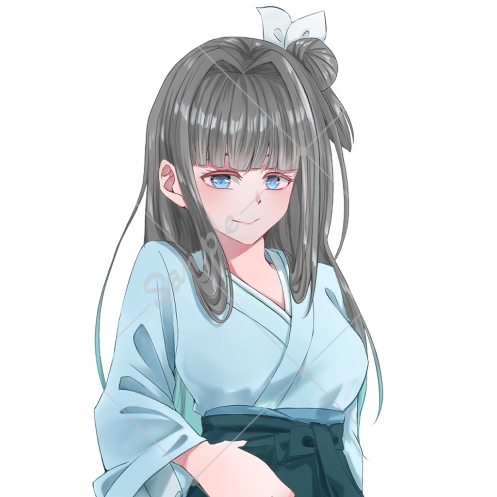 TRPG立ち絵素材_儚げな黒髪ロングの和装女性【表情差分11種】【無料版あり】