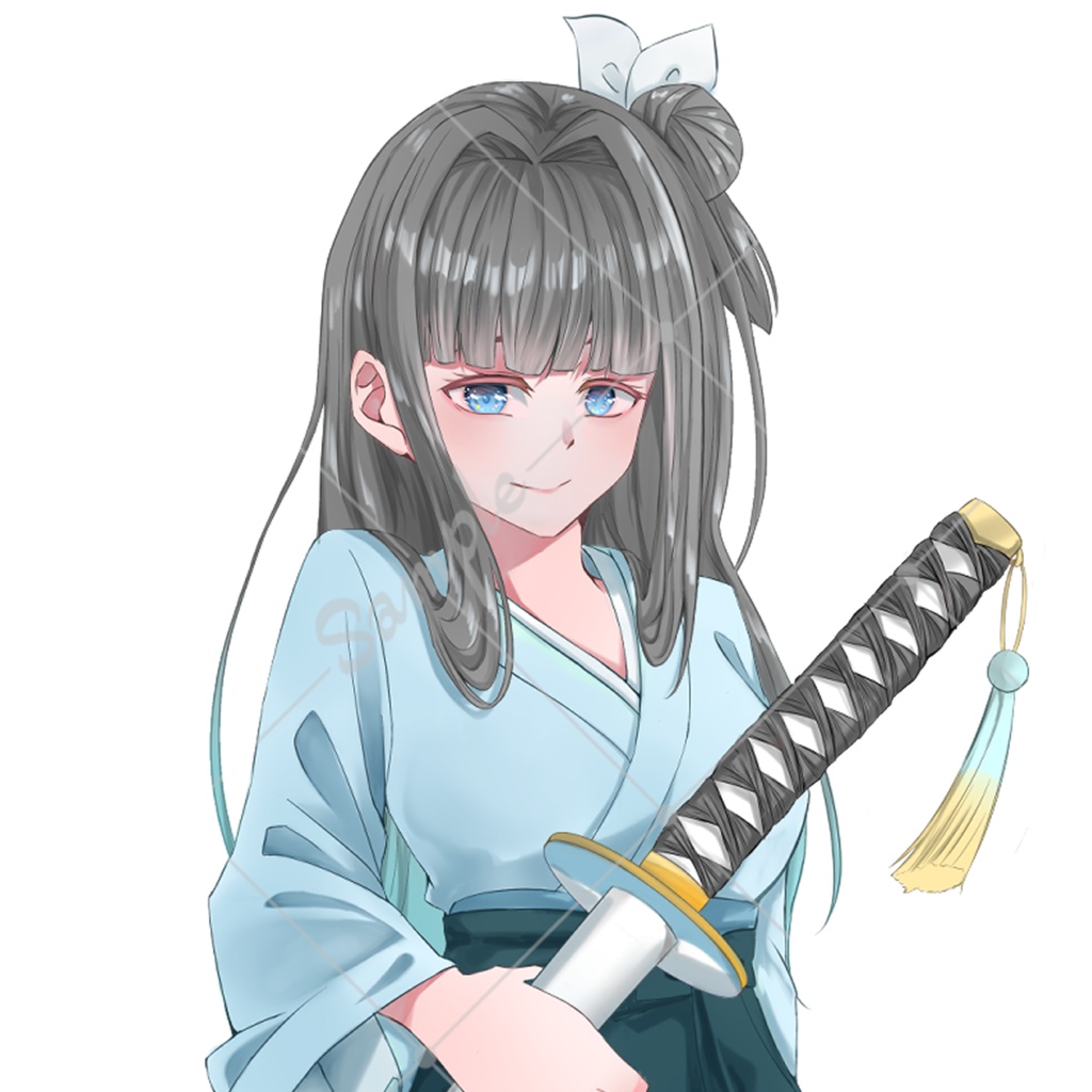 TRPG立ち絵素材_儚げな黒髪ロングの和装女性【表情差分11種】【無料版あり】