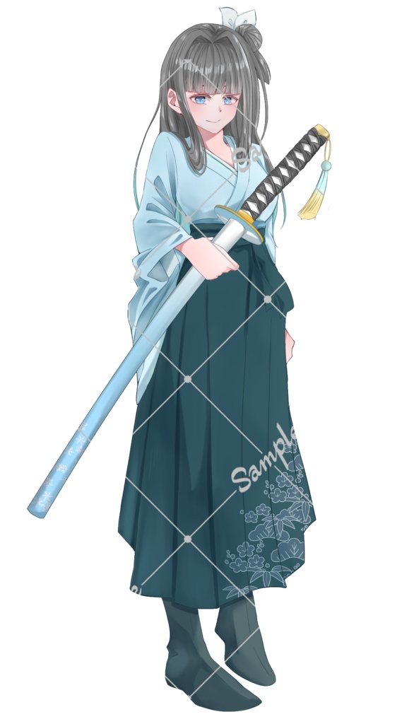 TRPG立ち絵素材_儚げな黒髪ロングの和装女性【表情差分11種】【無料版あり】