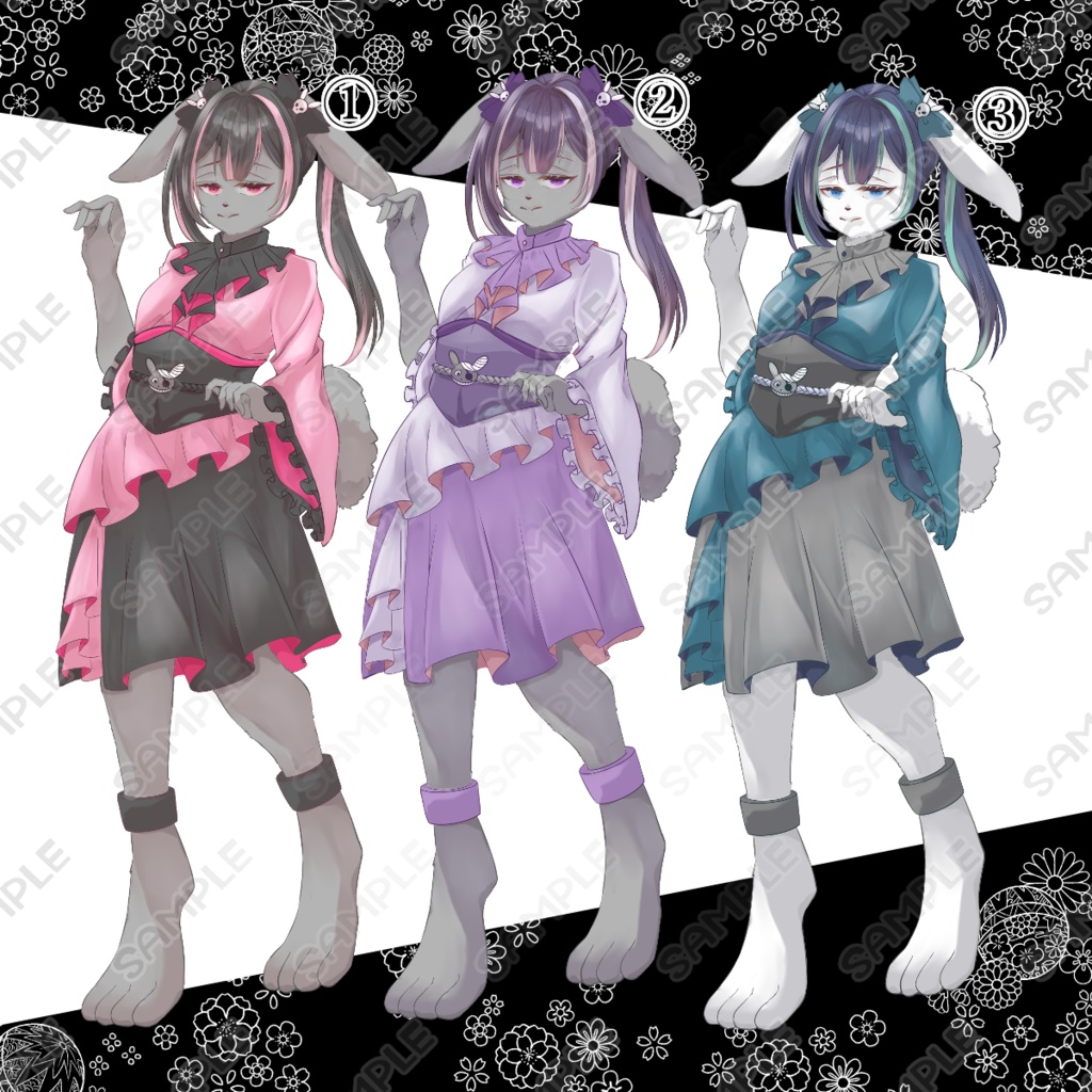 【商用利用可】地雷系闇可愛い獣人和装キャラクター