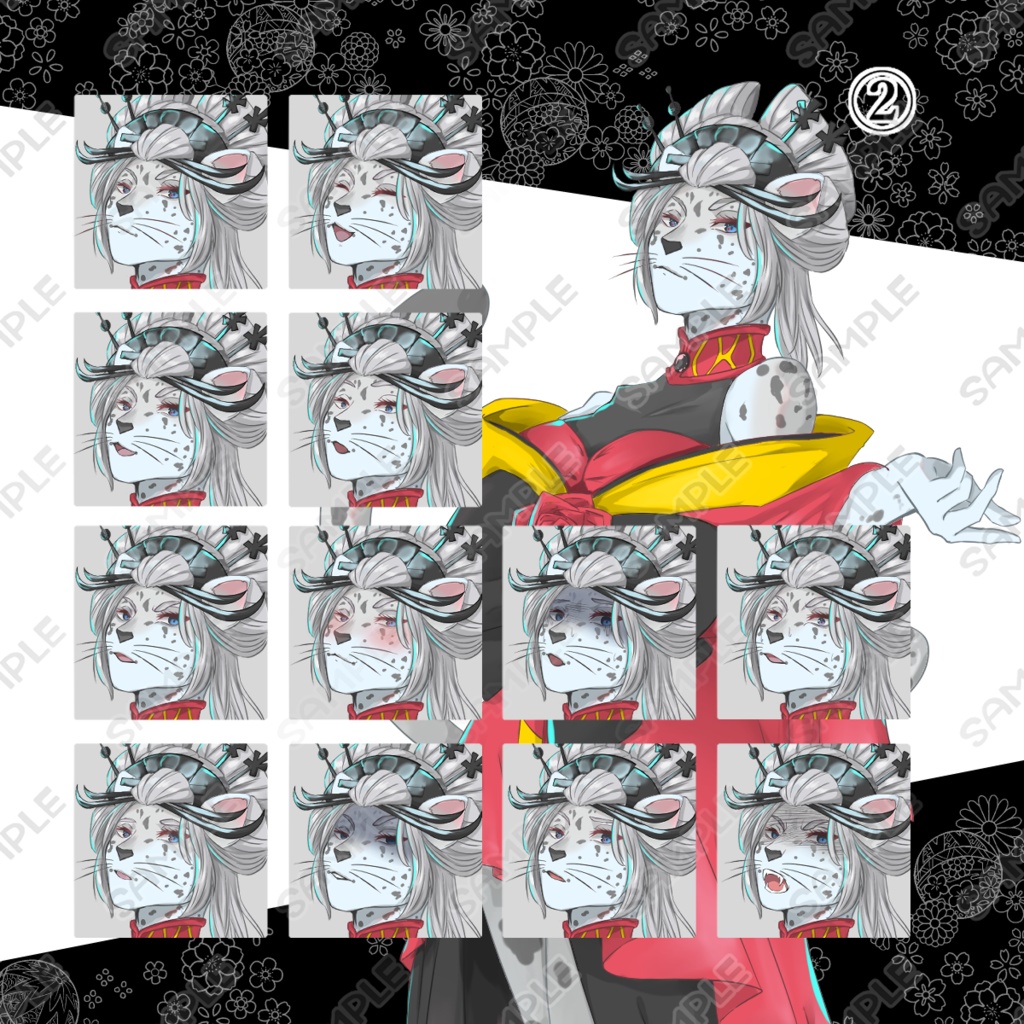 【商用利用可】花魁風のヒョウの獣人×和装キャラクター