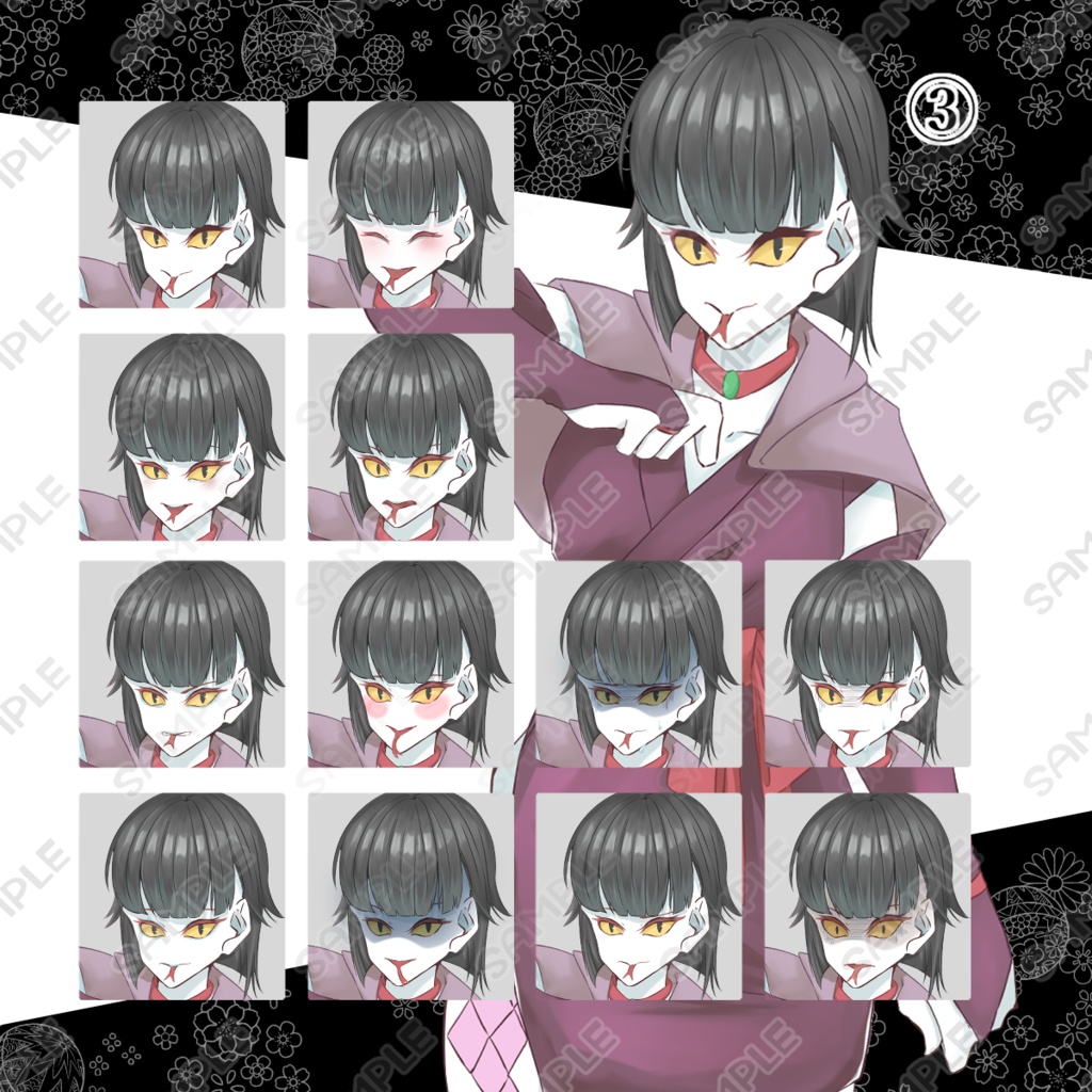 【商用利用可】くノ一風ヘビ獣人の和装キャラクター