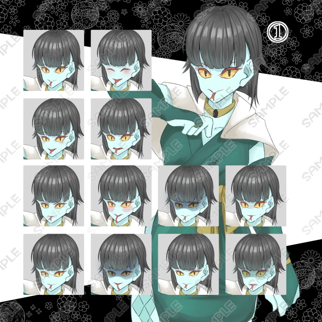 【商用利用可】くノ一風ヘビ獣人の和装キャラクター