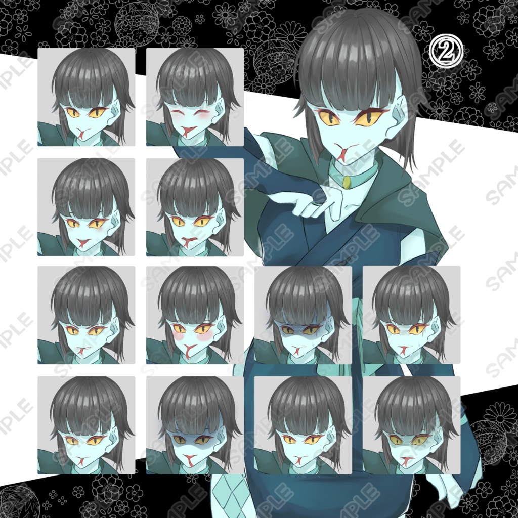 【商用利用可】くノ一風ヘビ獣人の和装キャラクター