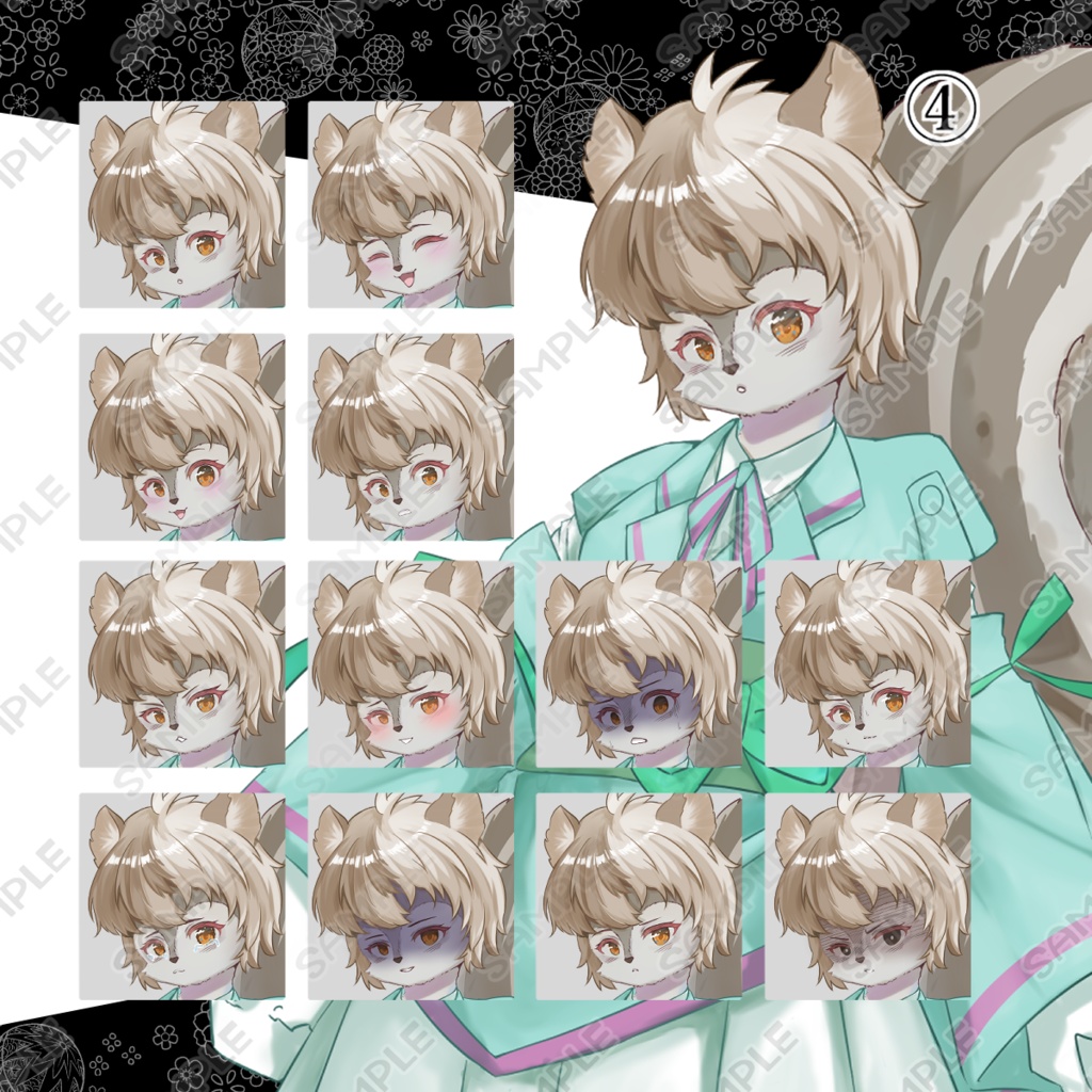 【商用利用可】学生風のリス獣人和装キャラクター