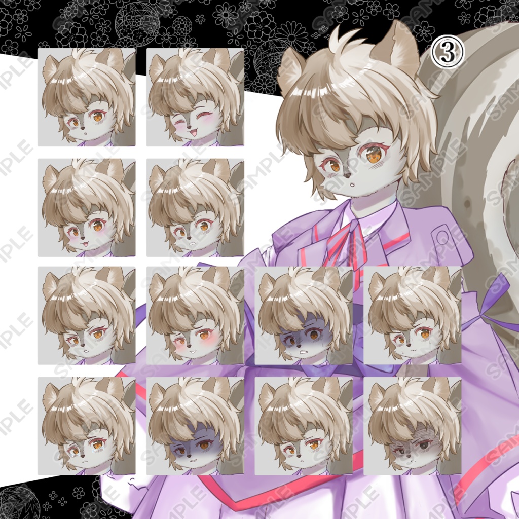 【商用利用可】学生風のリス獣人和装キャラクター