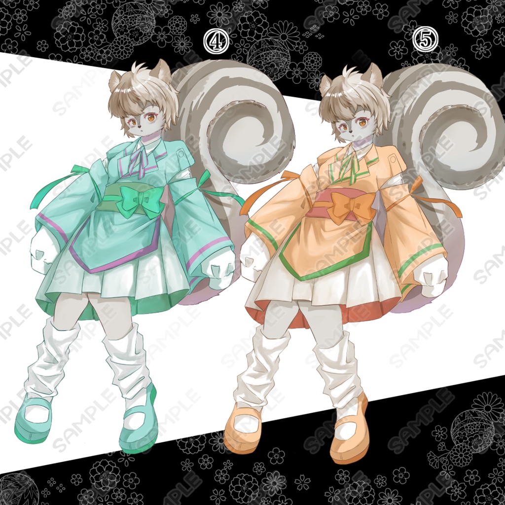 【商用利用可】学生風のリス獣人和装キャラクター