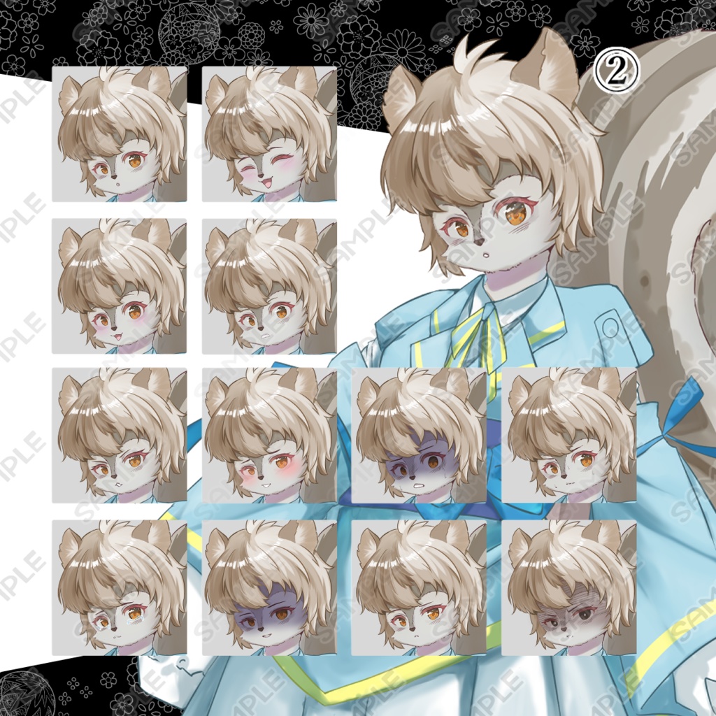 【商用利用可】学生風のリス獣人和装キャラクター