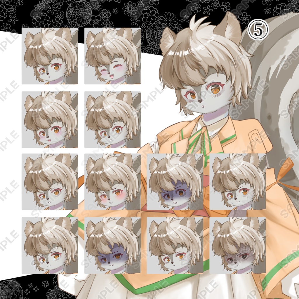 【商用利用可】学生風のリス獣人和装キャラクター