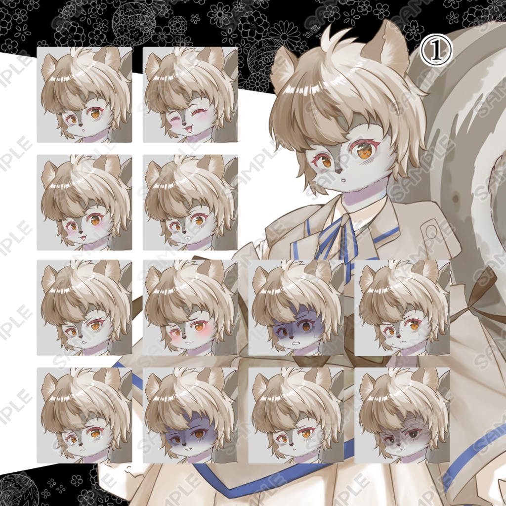 【商用利用可】学生風のリス獣人和装キャラクター