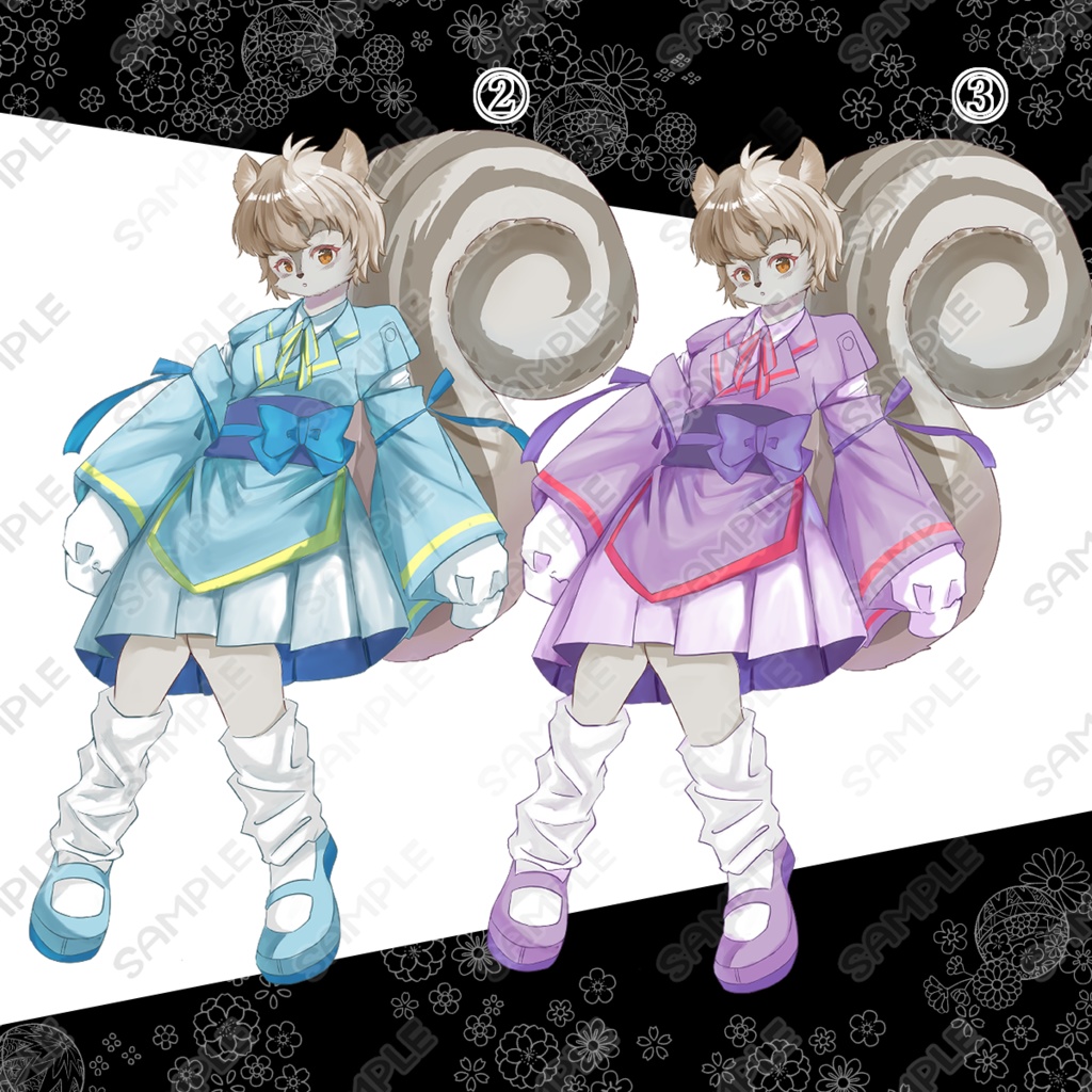 【商用利用可】学生風のリス獣人和装キャラクター