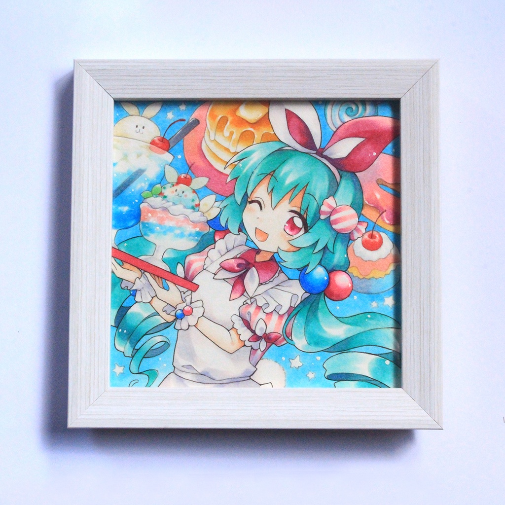 【オリジナル】ましかく額装イラスト