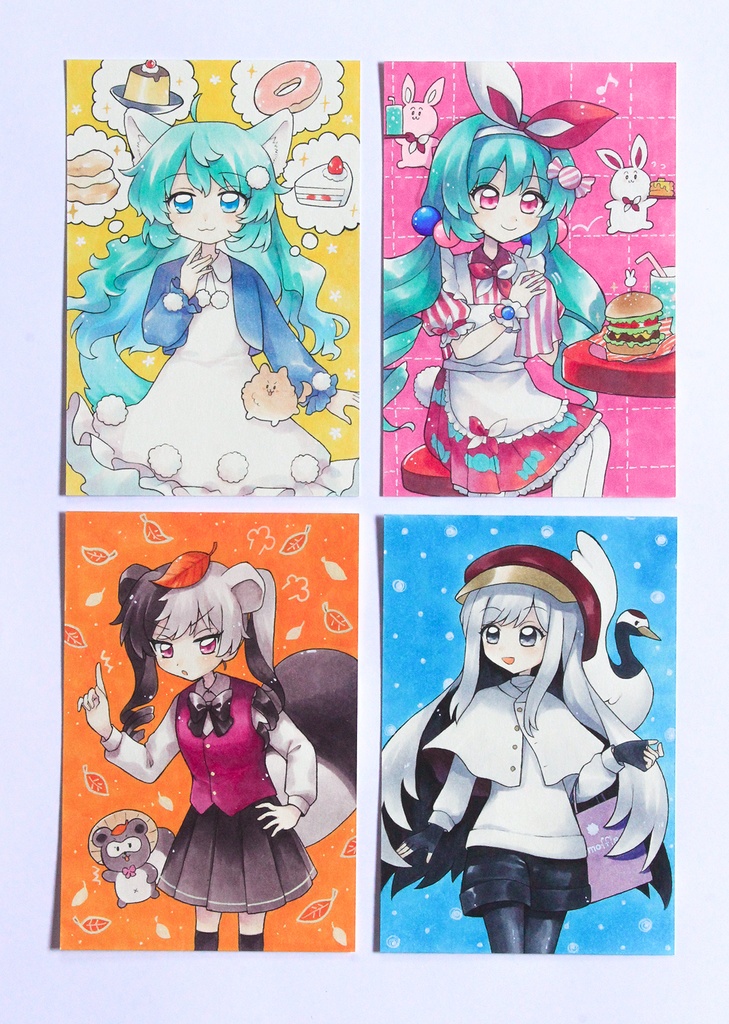 【オリジナル】ポストカード原画・豆色紙