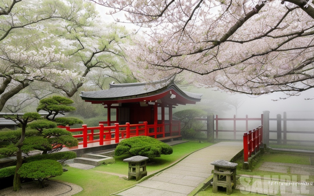 日本の春|桜と神社の和風背景素材集(50枚)