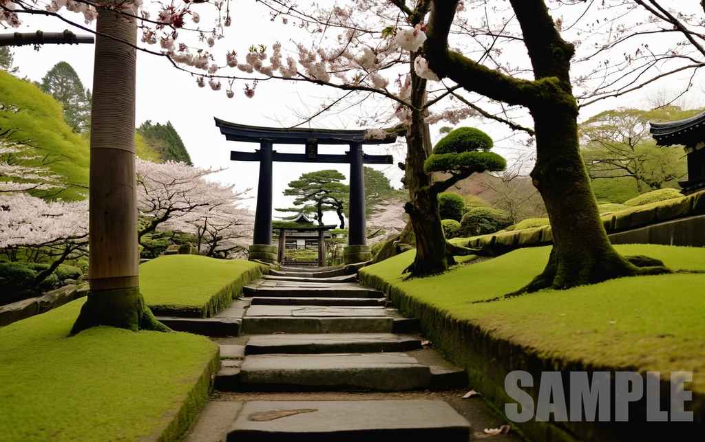 Japanese Shrine Sakura Environment Pack 100 Background Textures