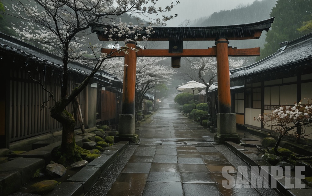 Japanese Shrine Sakura Environment Pack 100 Background Textures