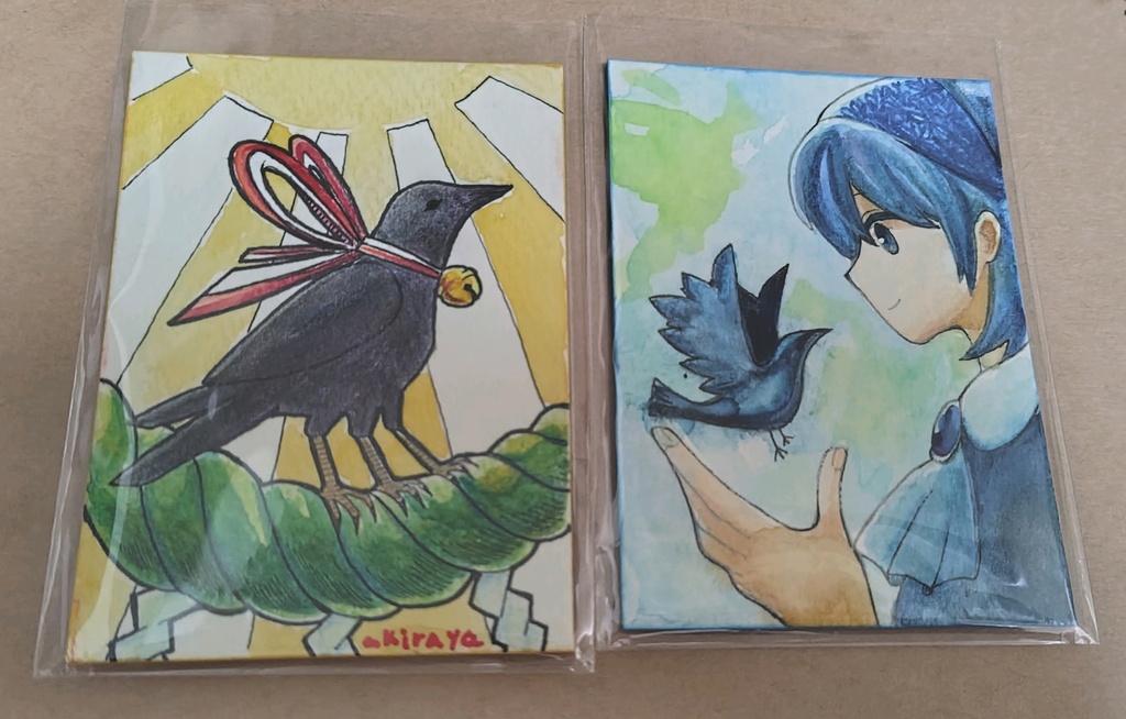 【原画】鳥たち　ATCボード