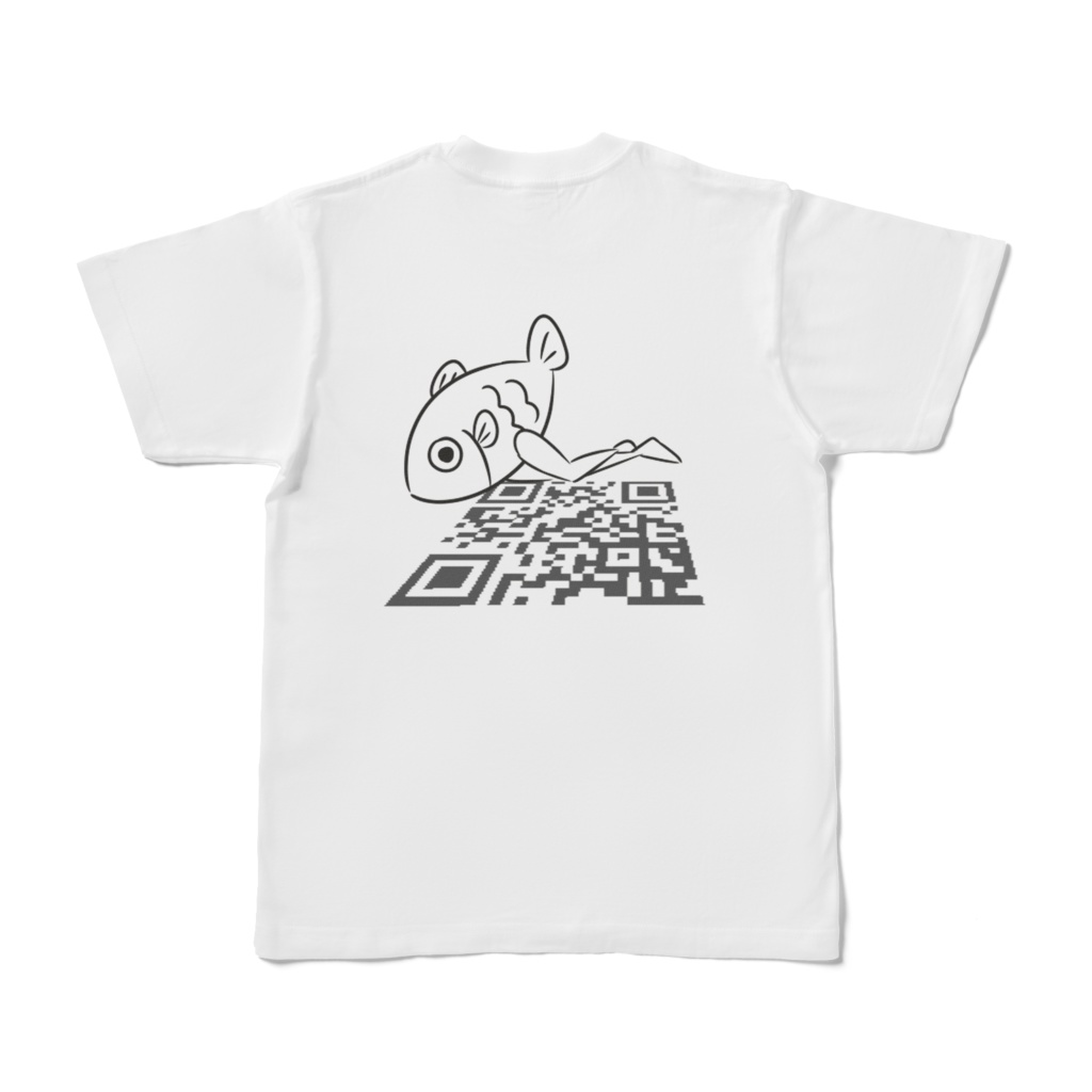 魚足くんTシャツ ~赤い糸とQR~