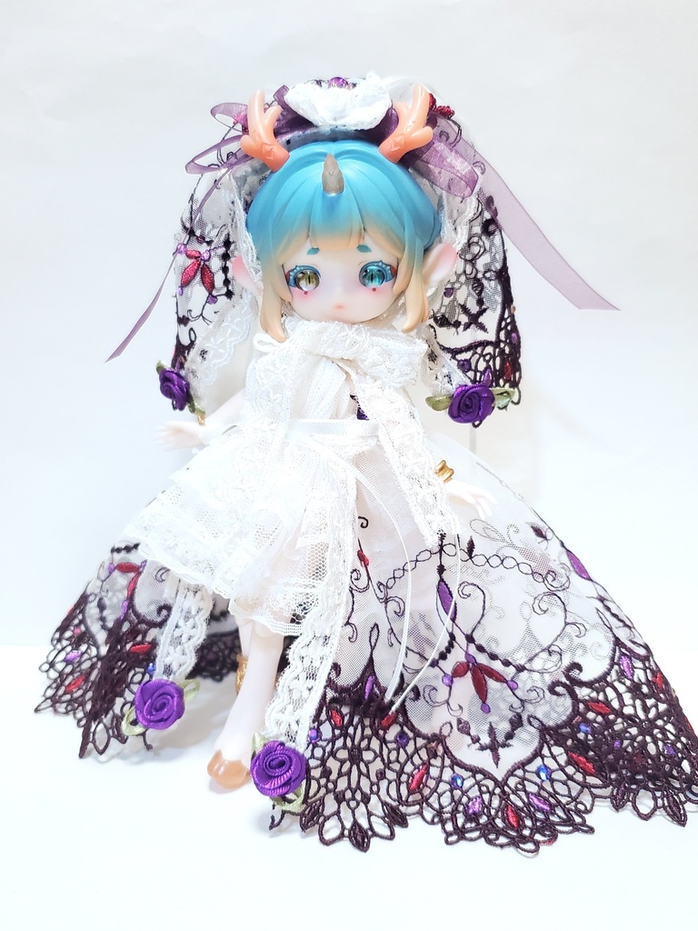 シースルーウエディング風ドレス　白×紫