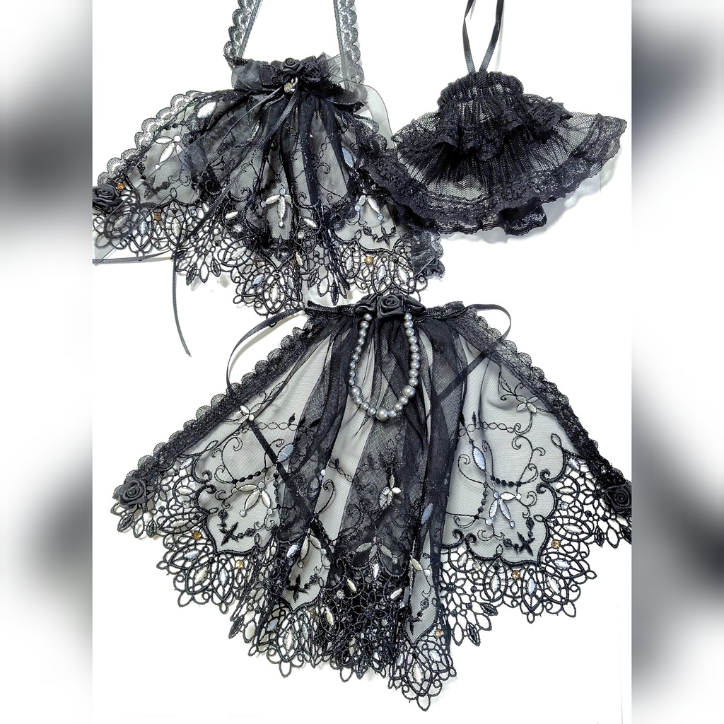 シースルーウエディング風ドレス 黒×黒 シチリアサイズ