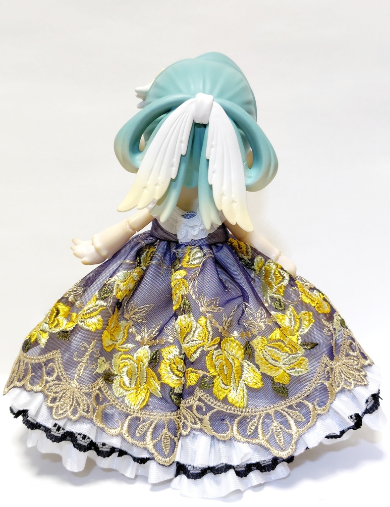 オフショルダードレス ネイビー×黄