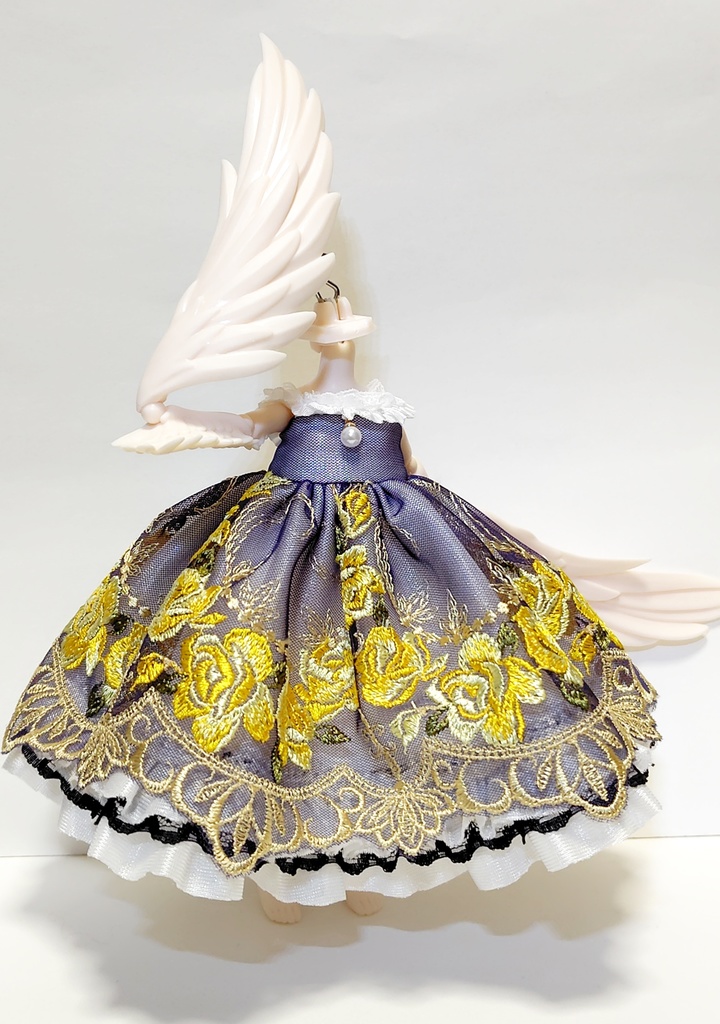 オフショルダードレス ネイビー×黄