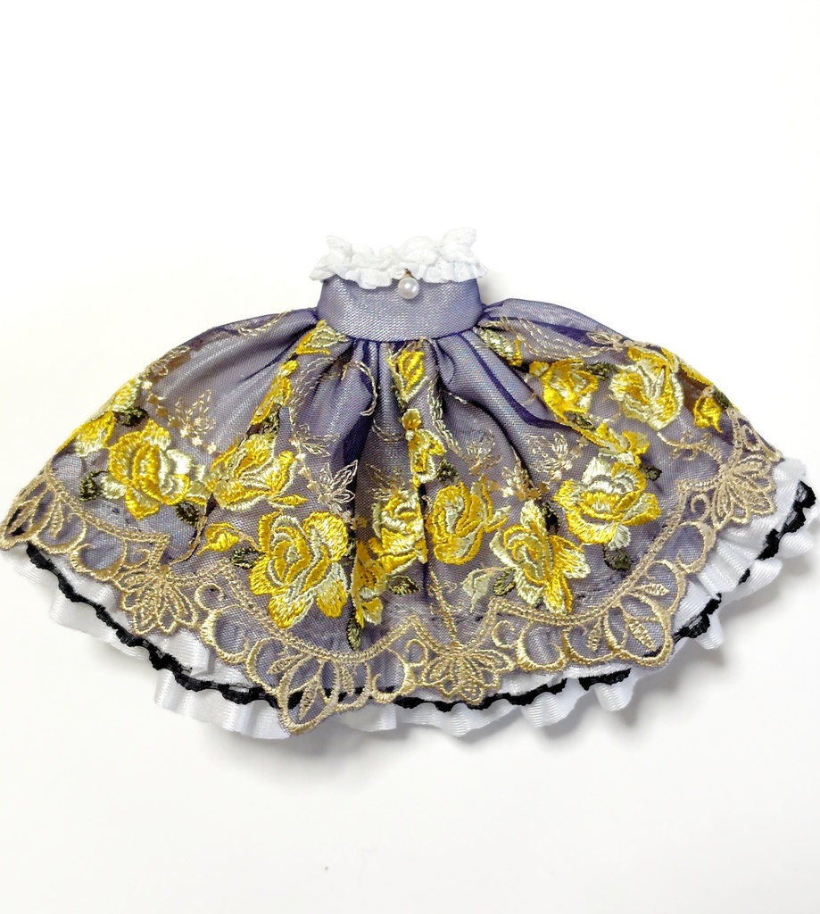 オフショルダードレス ネイビー×黄