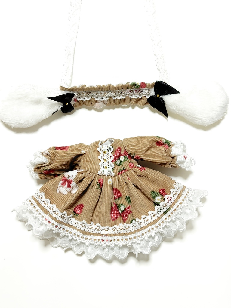 アンティーユ ルルリン物語 うさ耳コーデュロイワンピース ブラウン