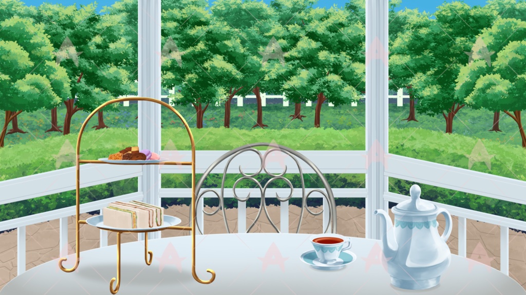 配信用素材 ガゼボ付きのお庭