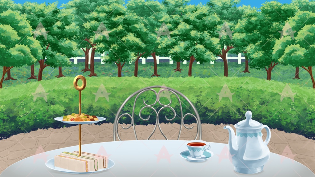 配信用素材 ガゼボ付きのお庭