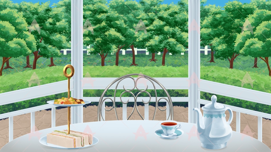 配信用素材 ガゼボ付きのお庭