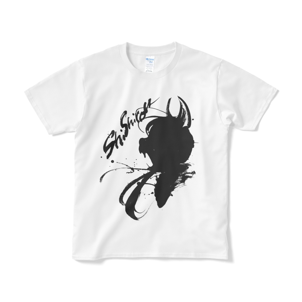支子狼_墨絵_Tシャツ