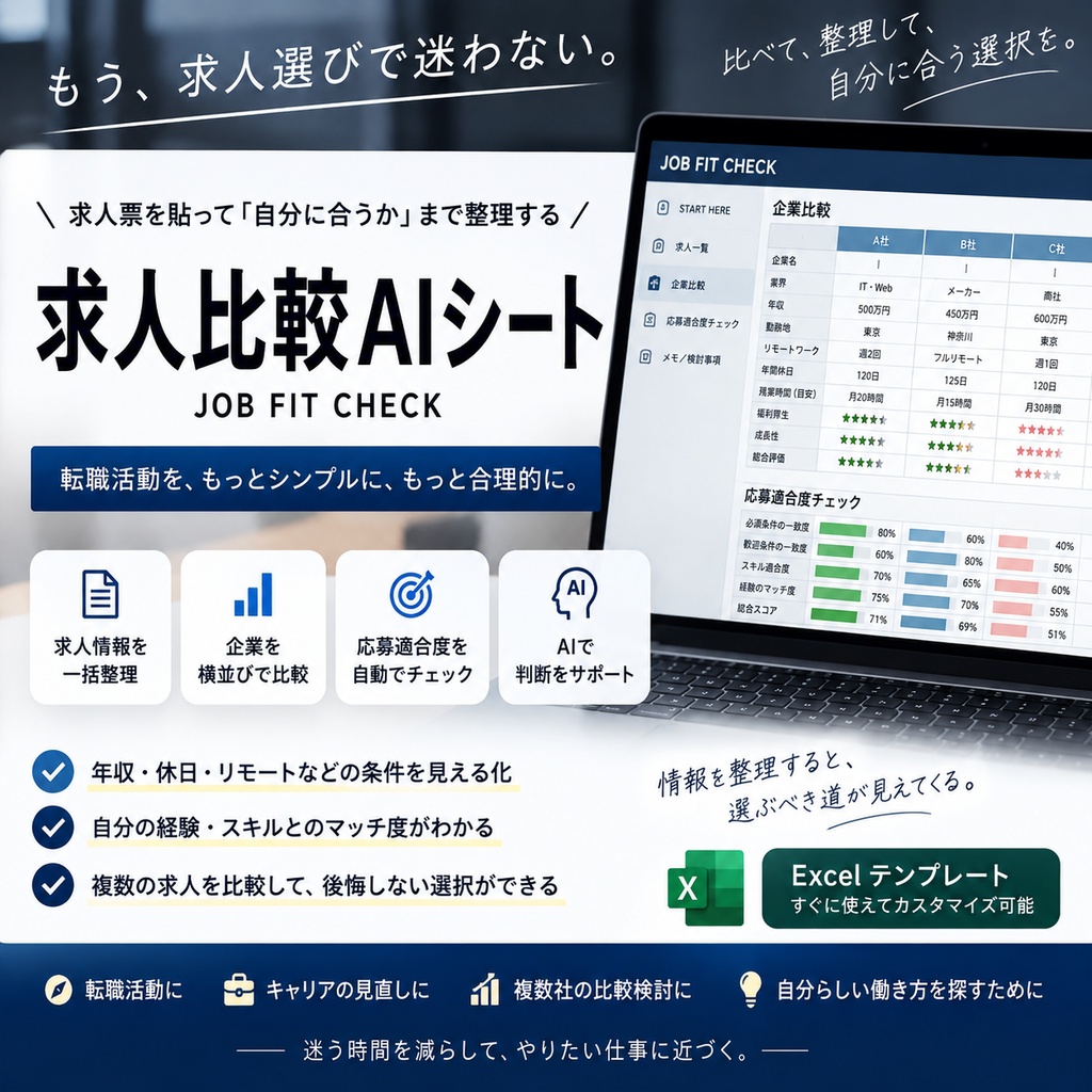 求人比較AIシート｜求人票を貼って「自分に合うか」まで整理する転職Excel