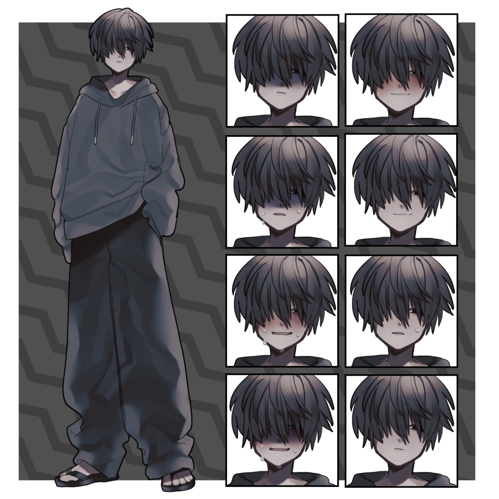 【無料/有料】不健康そうな男【表情8種】