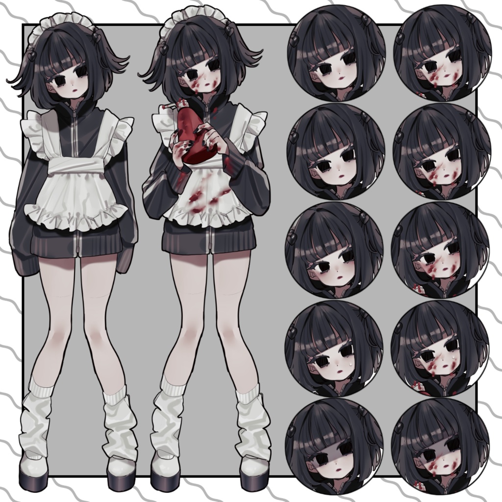 【無料/有料】パワフル？こけしメイド【表情6種/ケチャップ差分】