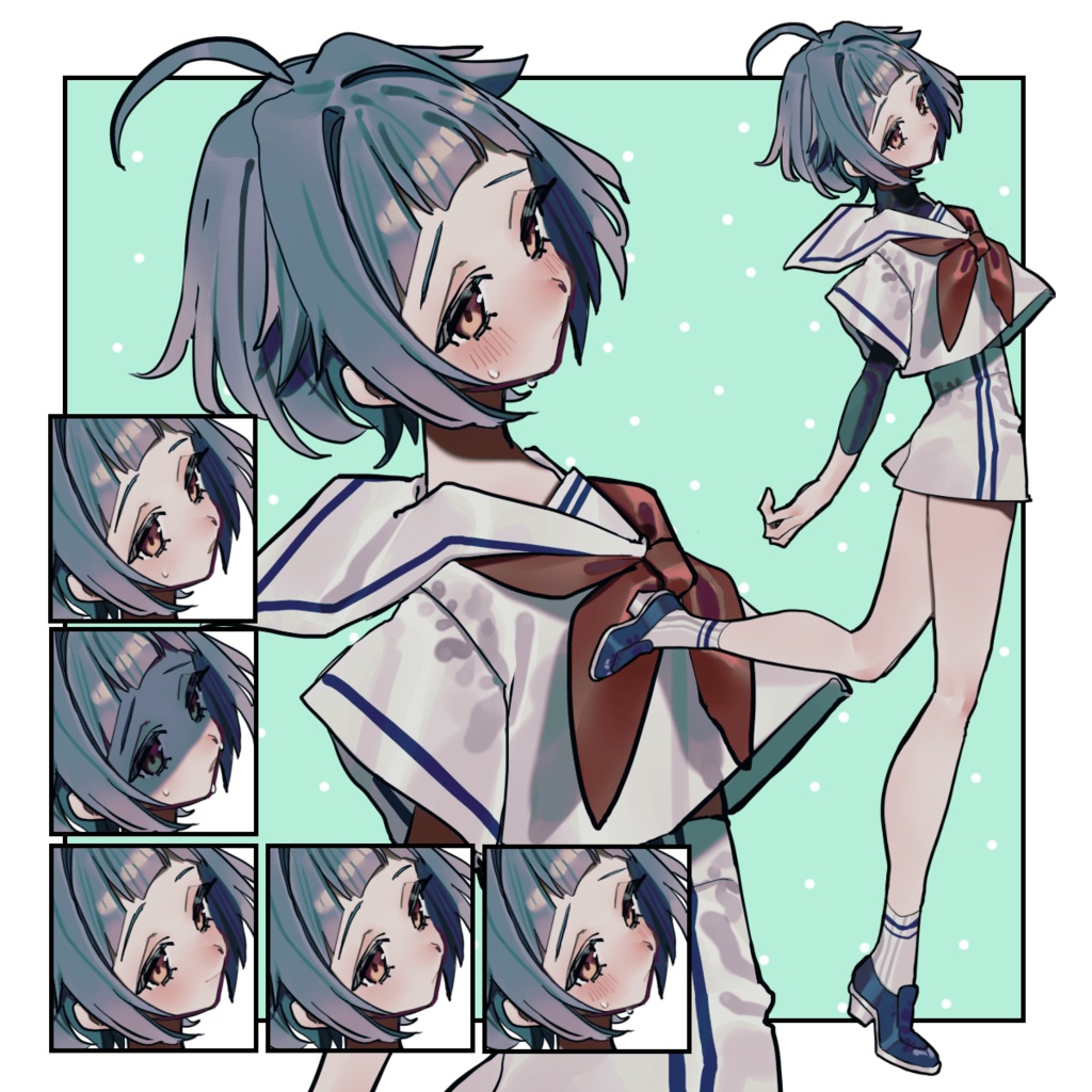 【無料/有料】セーラー衣装な子【表情5種/半袖・インナー】
