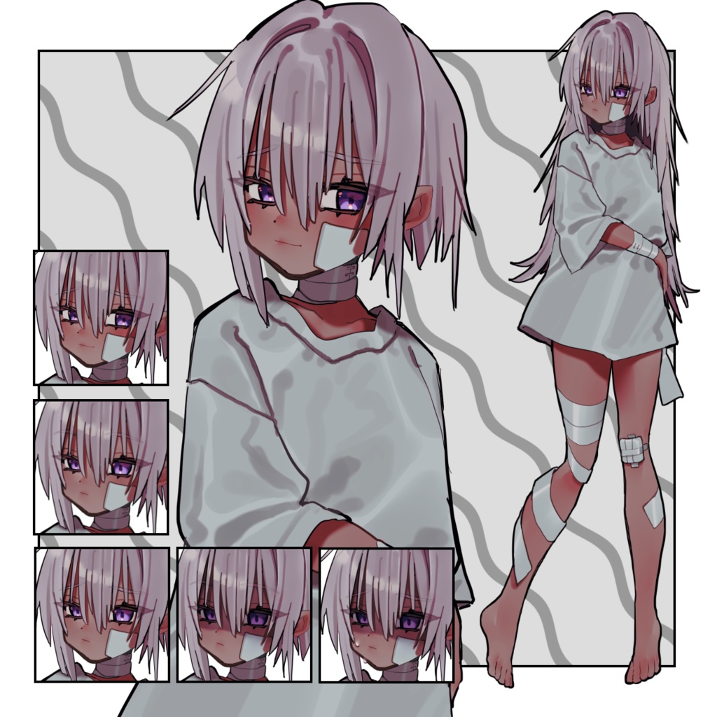 【フリー素材】褐色肌の少女【表情5種/ショート・ロング】